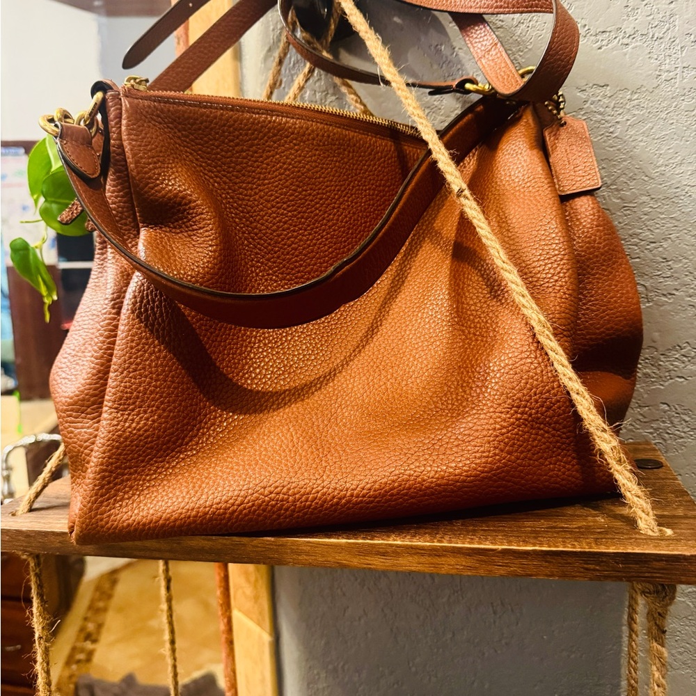 Coach Brown Leather Shoulder Bag with Slouchy Design